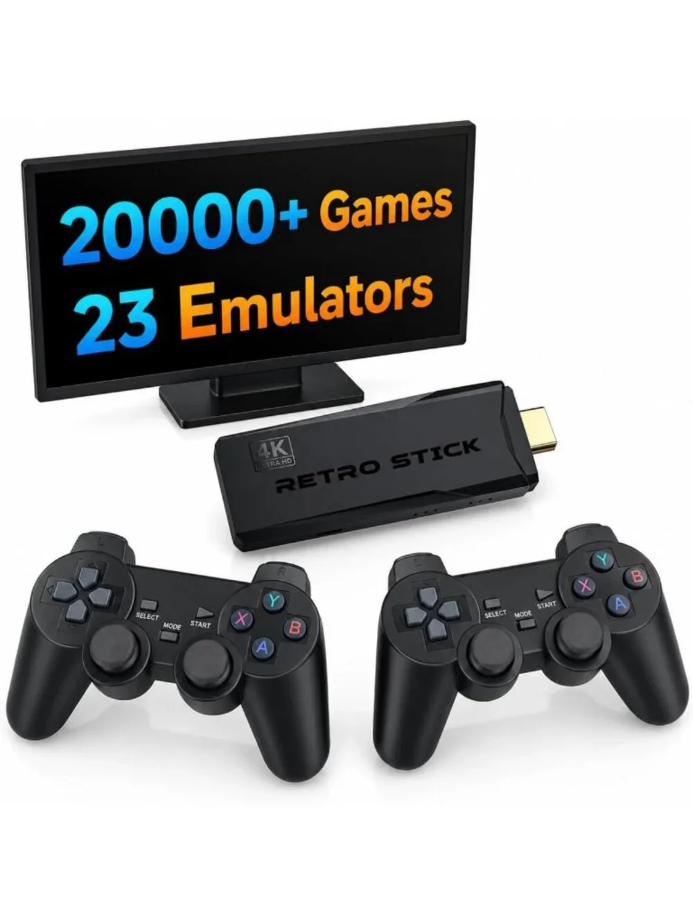 4K HDMI Retro Gaming Console with 20,000 Games & 23 Emulators - Ultimate Fun!